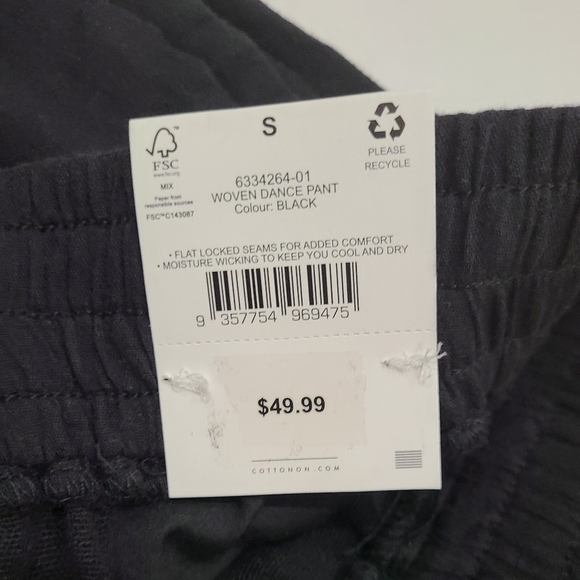 COTTON ON Women's Black Velcro Ankle Hem Woven Dance Pants Sz S NWT - Picture 11 of 14